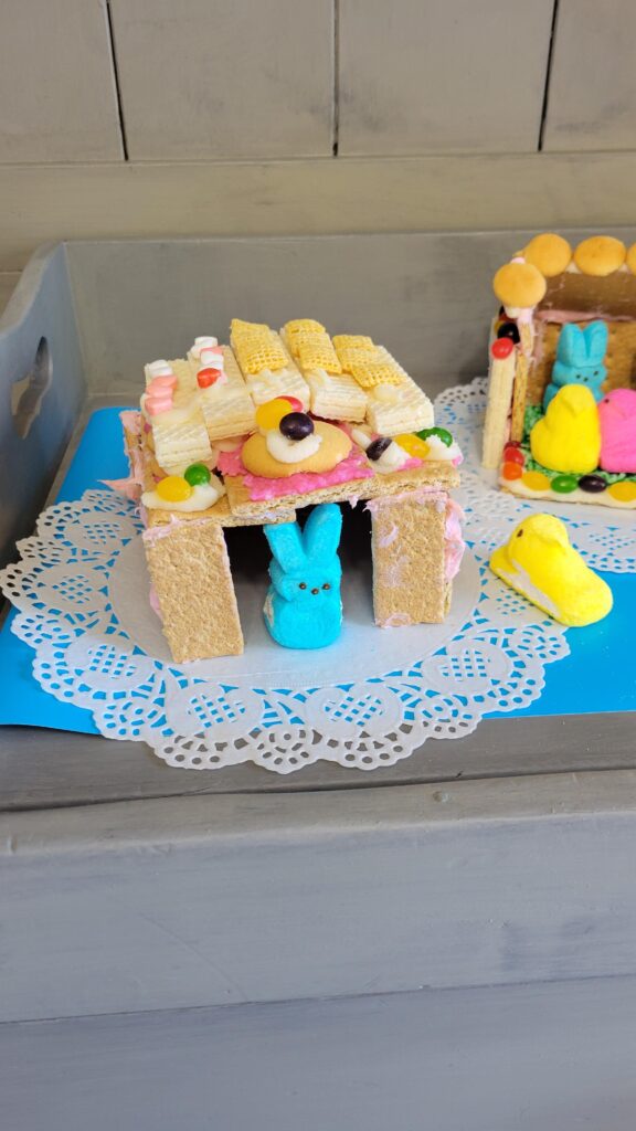 bunny peeps graham cracker house