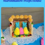 blue, yellow, and pink marshmallow peeps with vanilla wafers