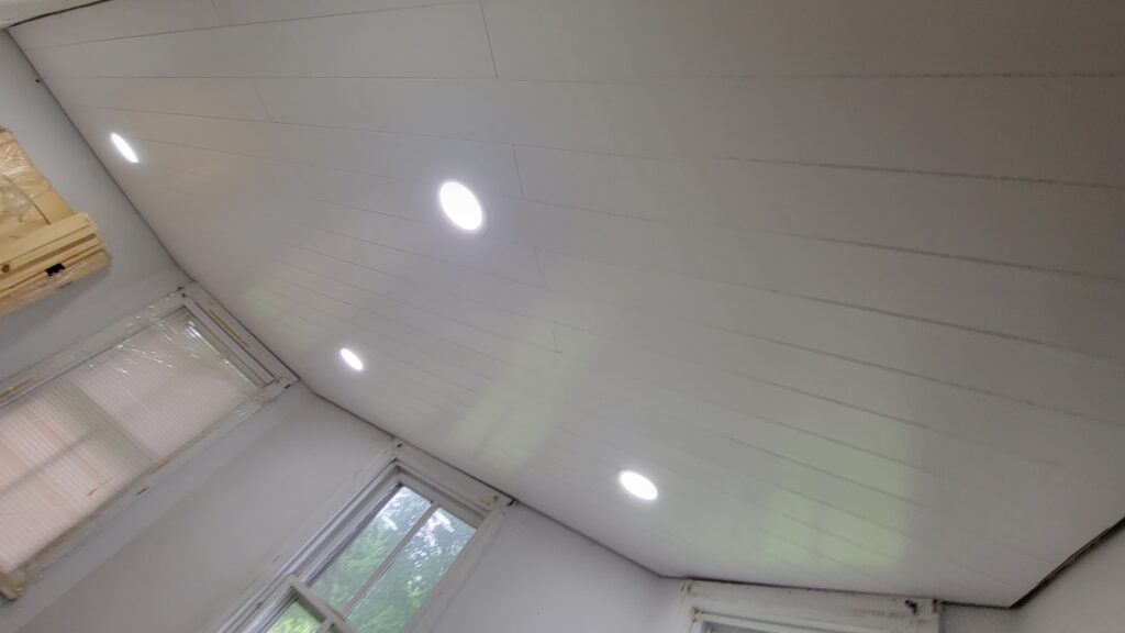 craft room ceiling with Woodhaven planks