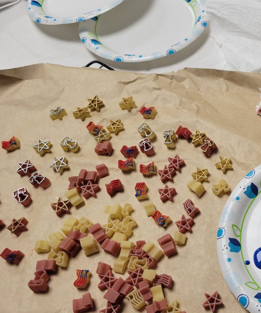 patriotic shaped pasta