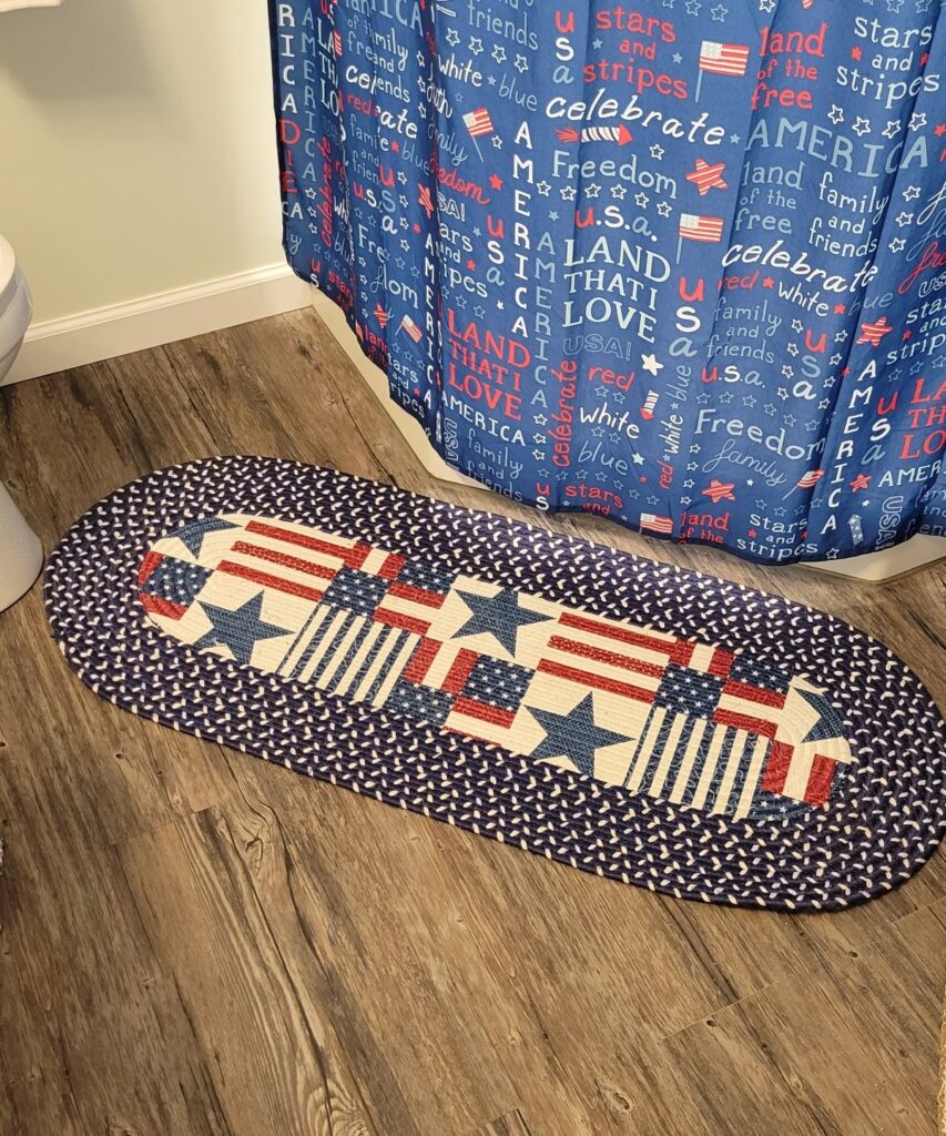 red white and blue rug
