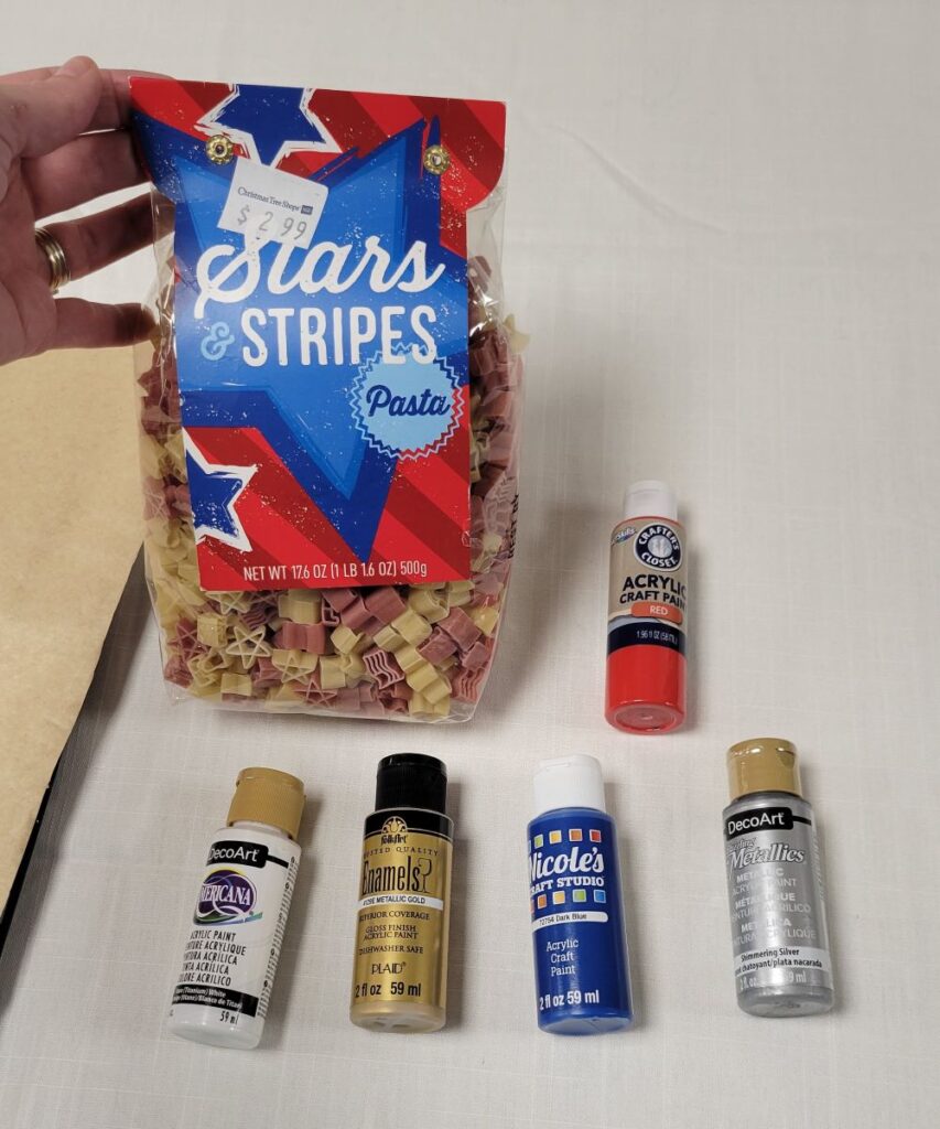 patriotic shaped pasta and craft paint
