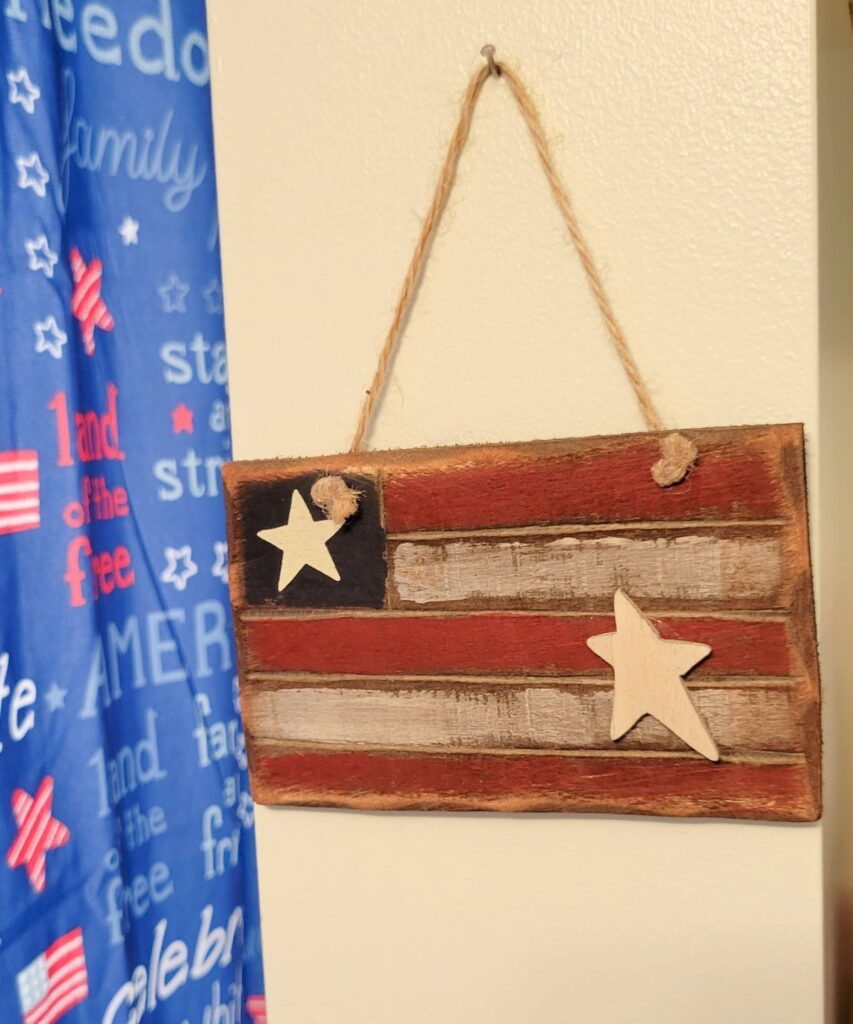 wooden flag ornament