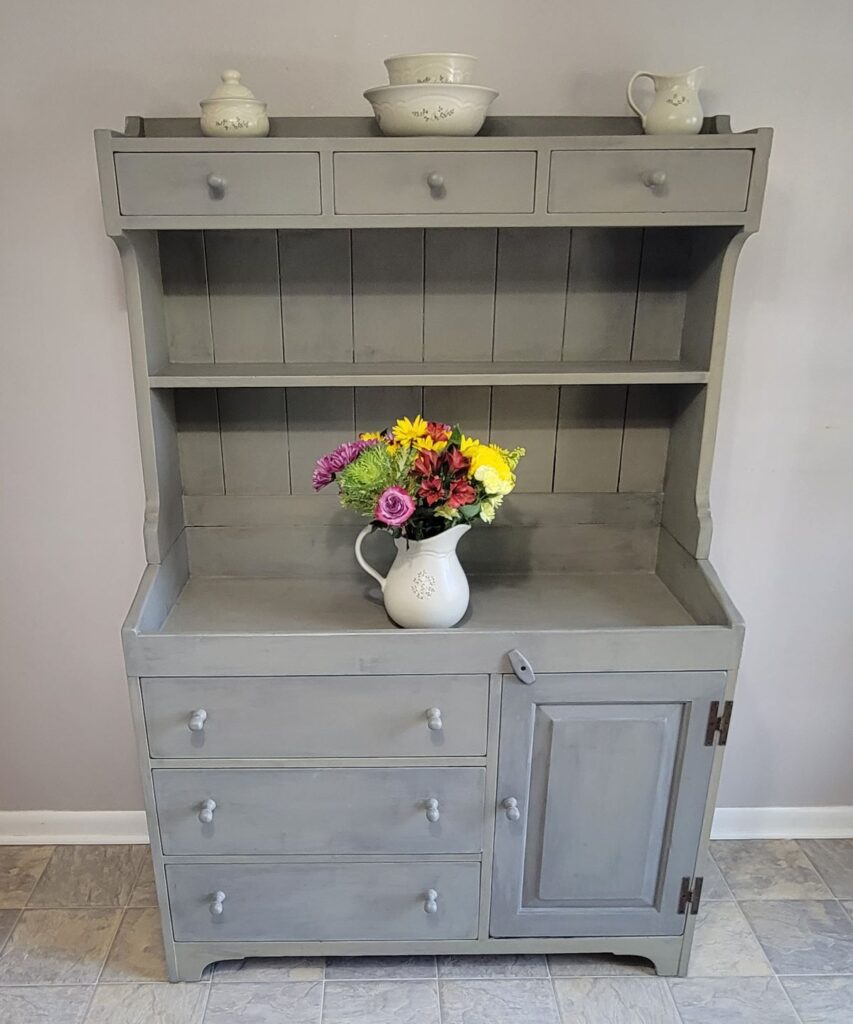 gray milk paint hutch