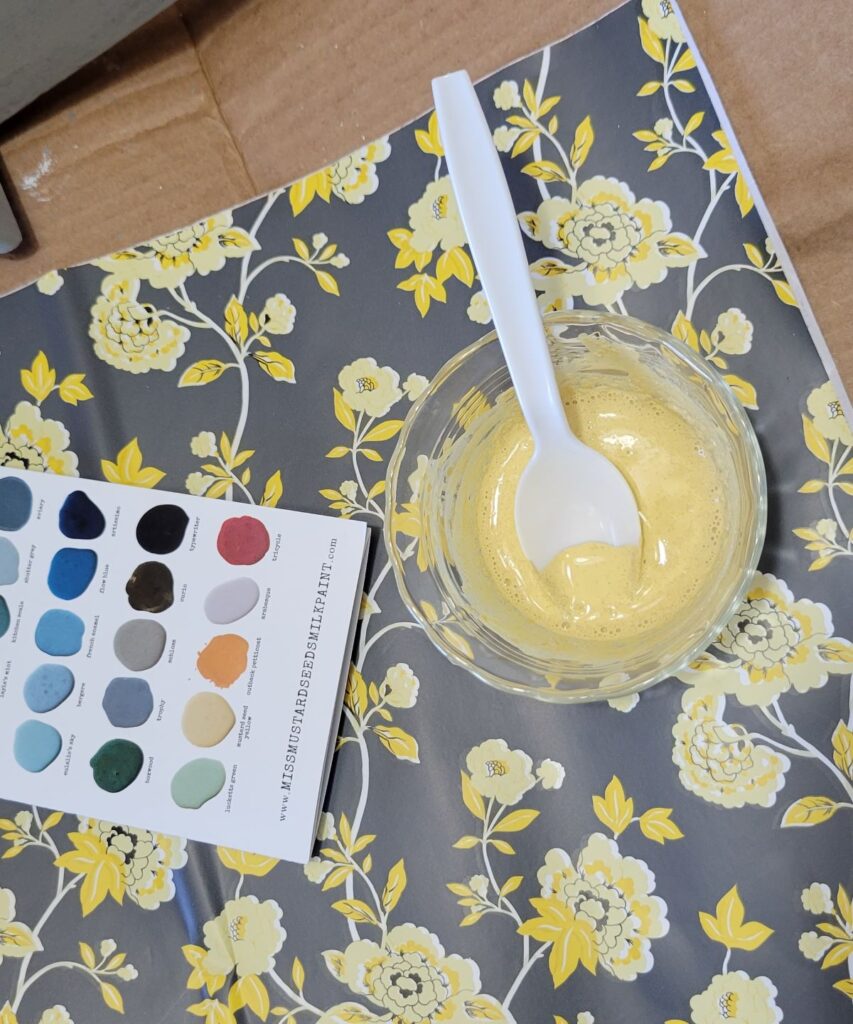 mixing yellow milk paint