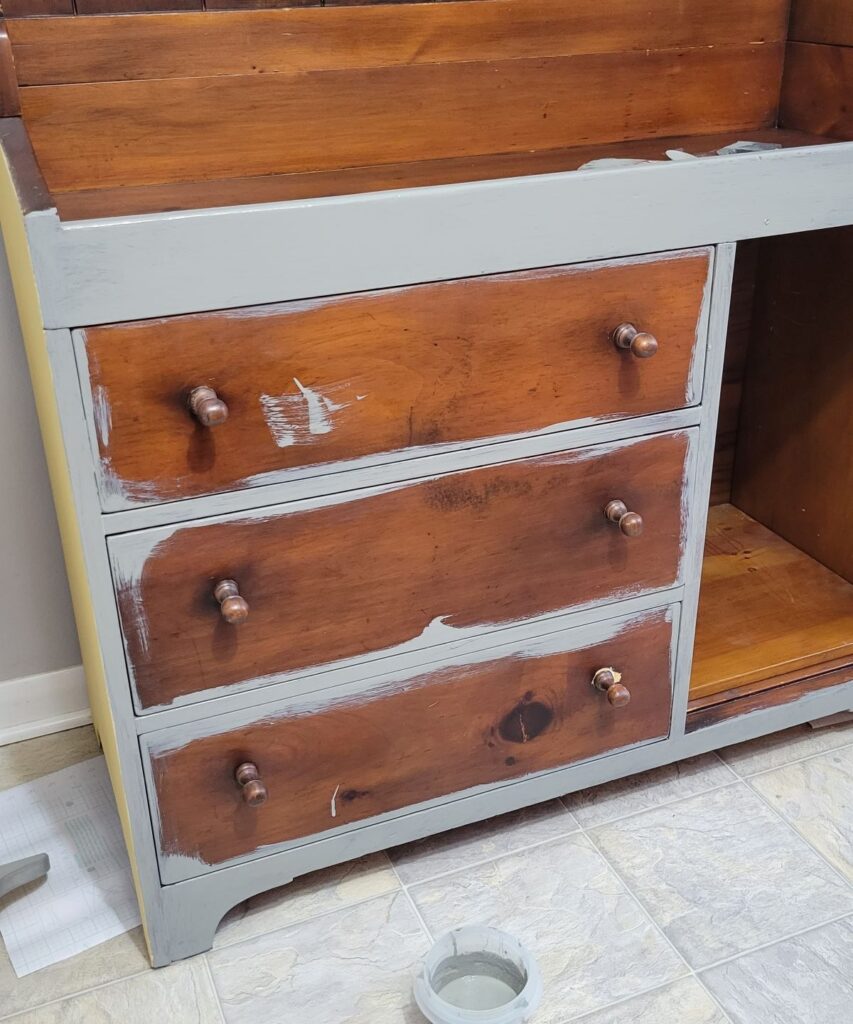 drawers partially painted