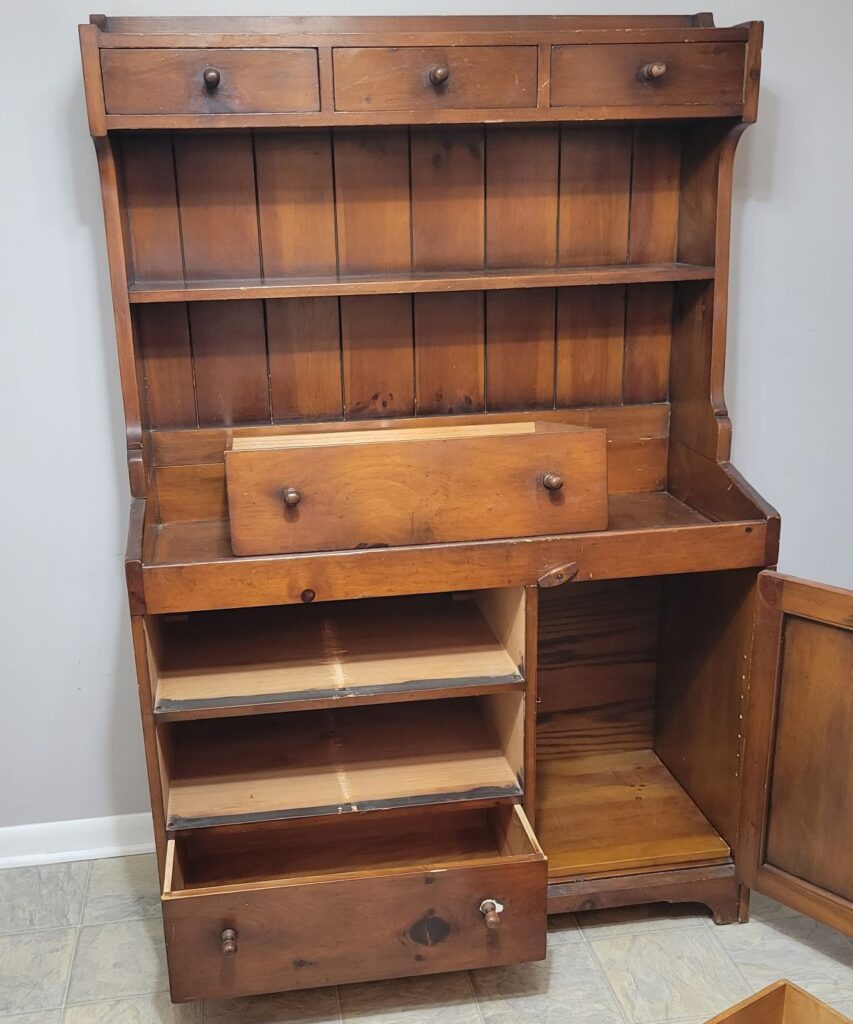 brown stained hutch