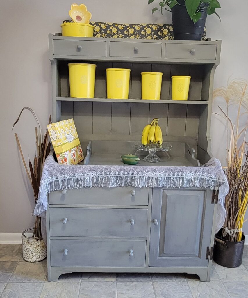 gray painted hutch