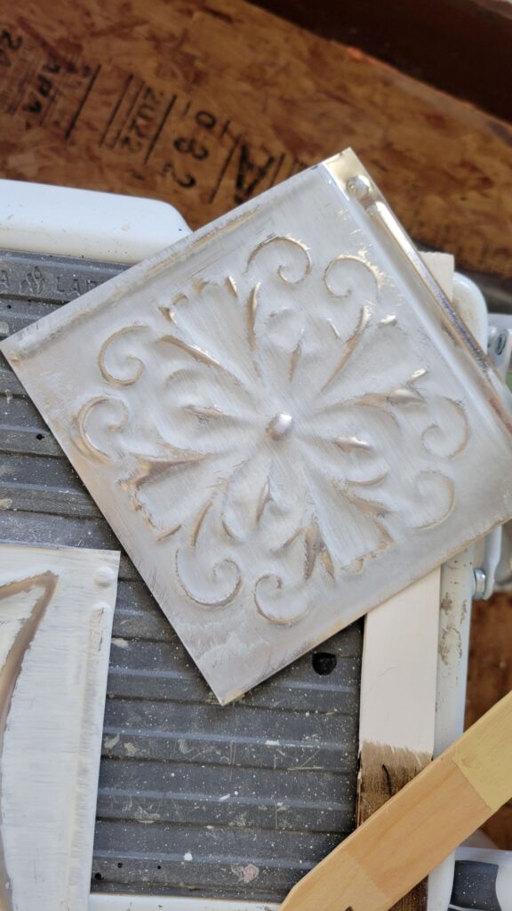 sample tile of diy artisan silver washed white