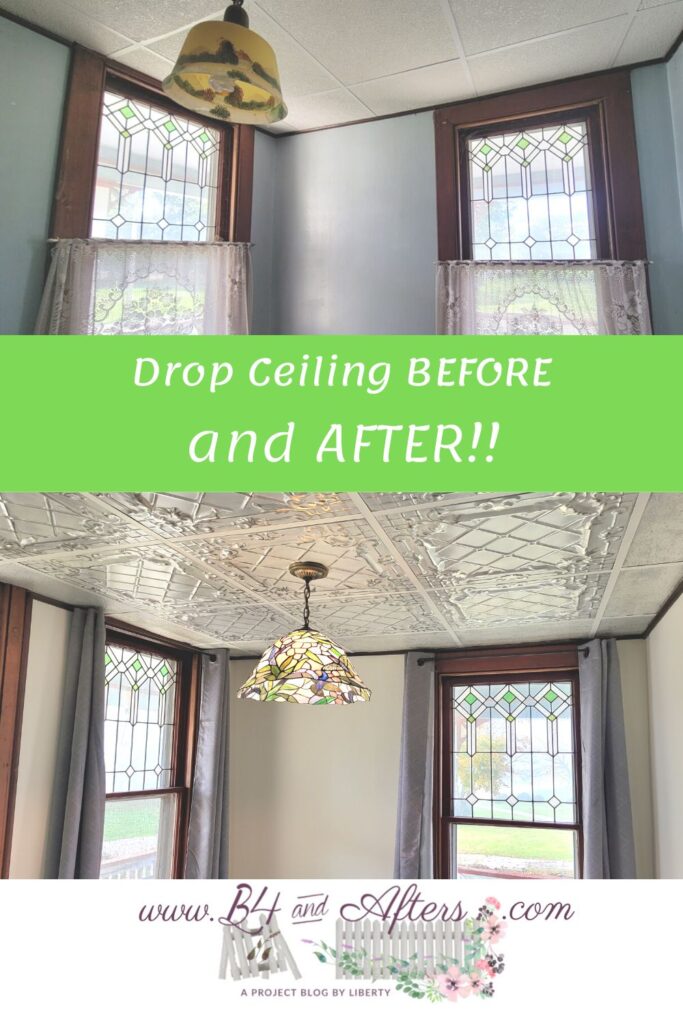 ugly drop ceiling now beautiful tin tiles