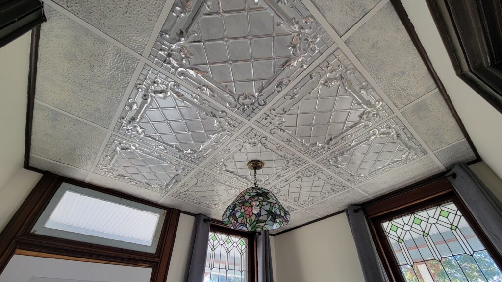 finished tin ceiling painted cream