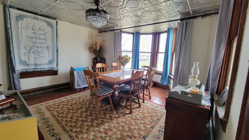 dining room with tin ceiling