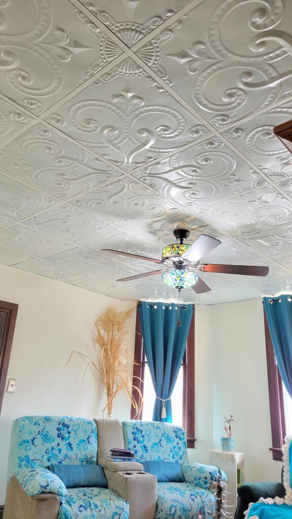 ceiling fan with stained glass