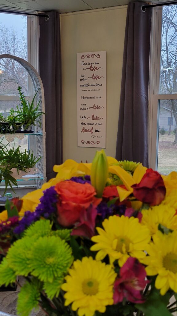 flower bouquet in kitchen