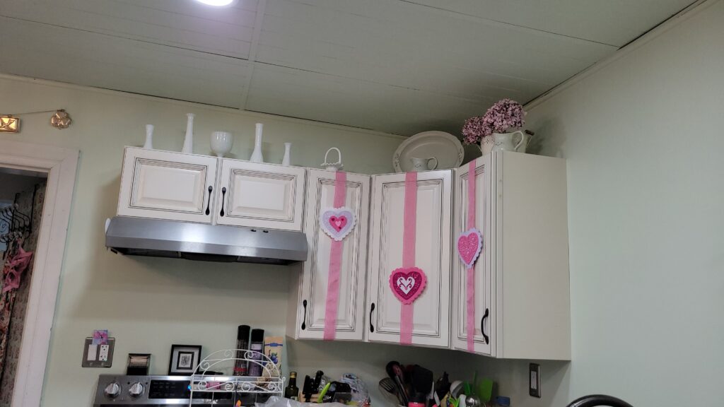 cabinets with pink hearts for valentine's day
