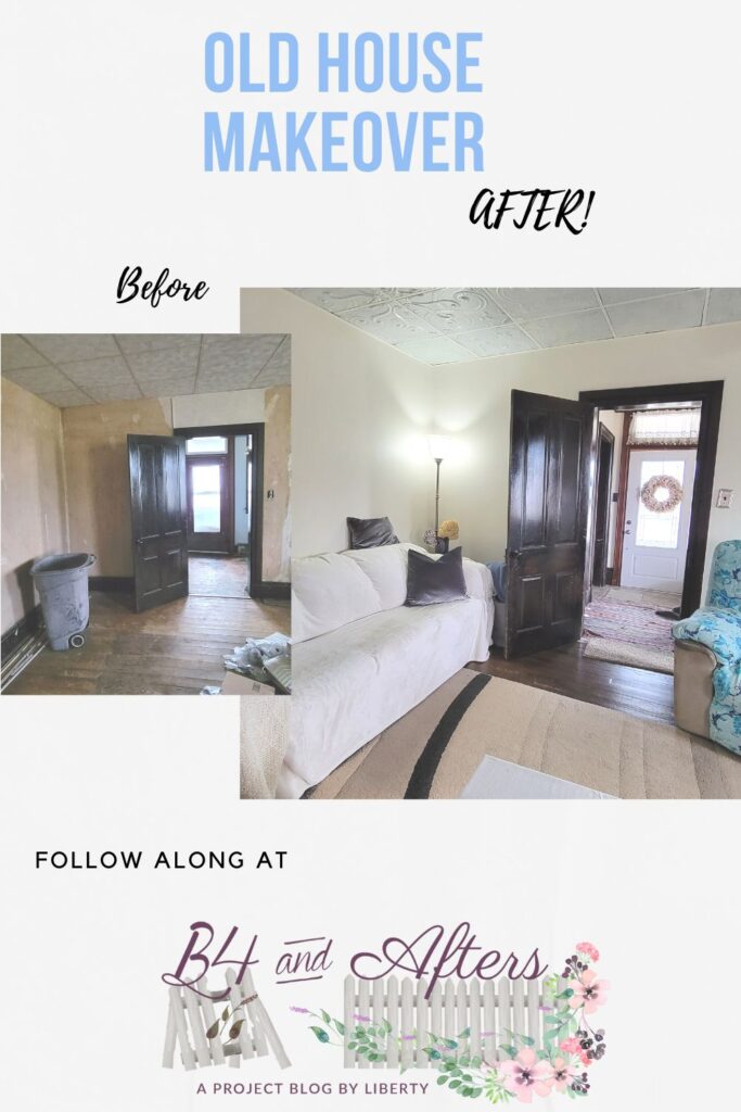 before and after of drop ceiling makeover