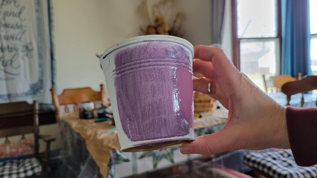 purple paint on a pail