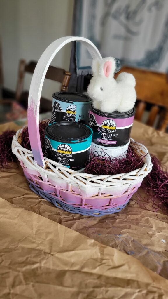 ombre Easter basket with paint in it