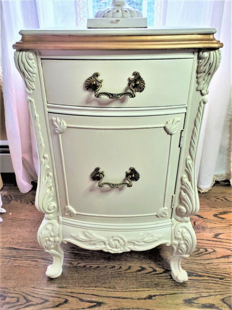 nightstand with gold accents