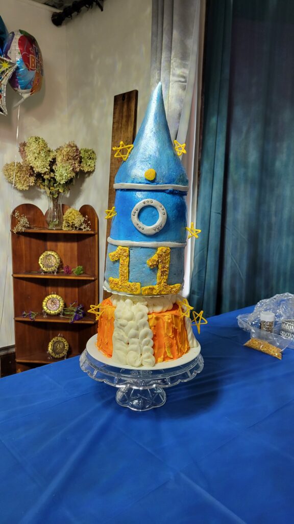 upright rocket birthday cake