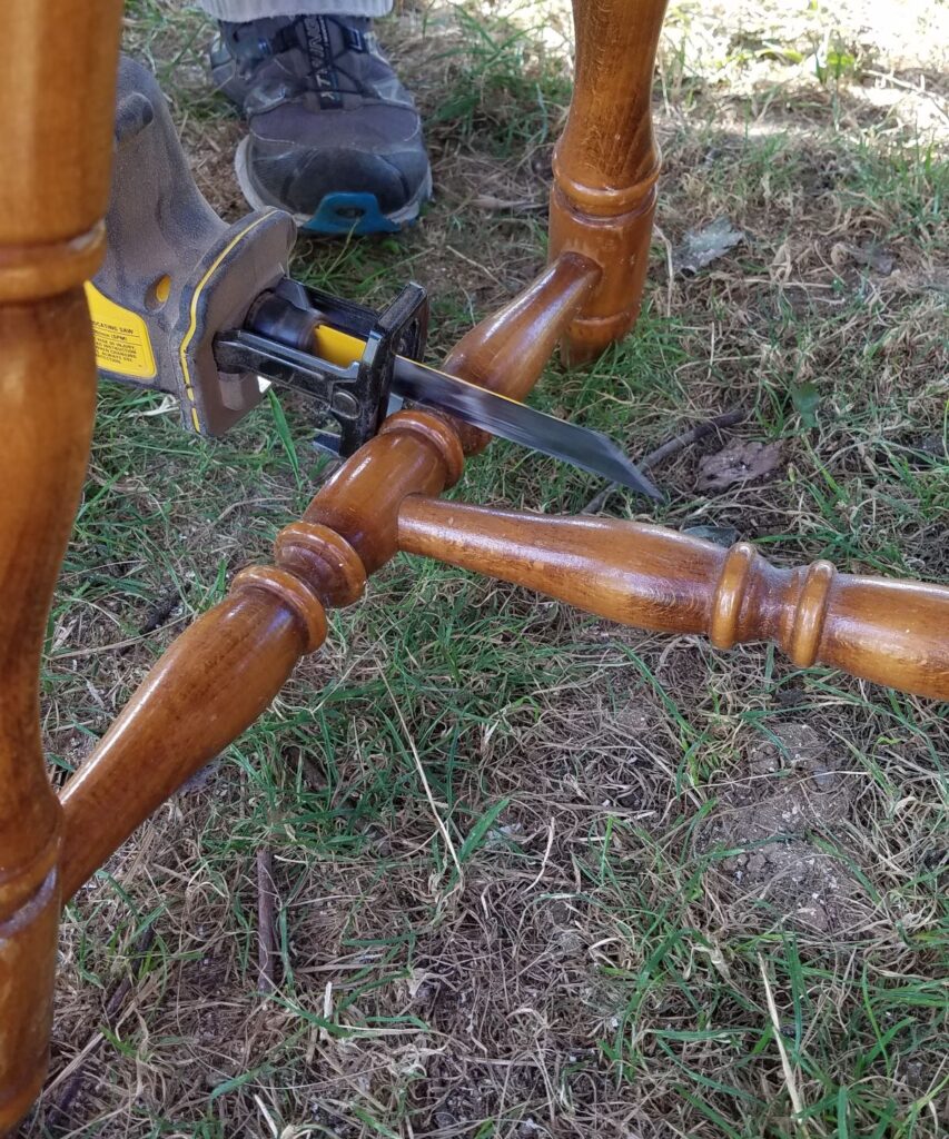 cutting chair legs
