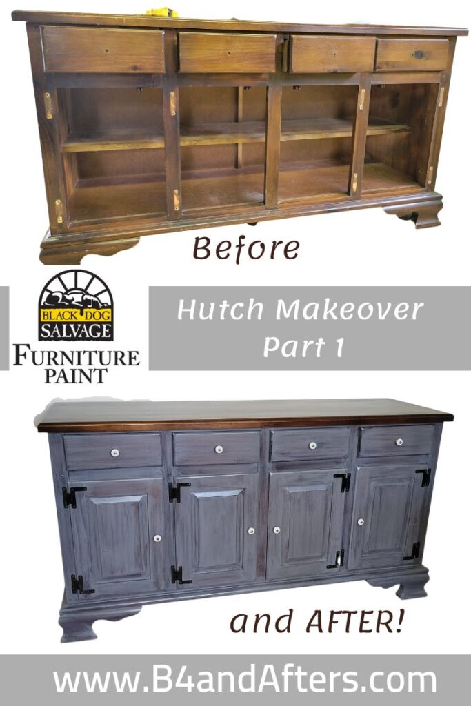 Hutch makeover with black dog furniture paint