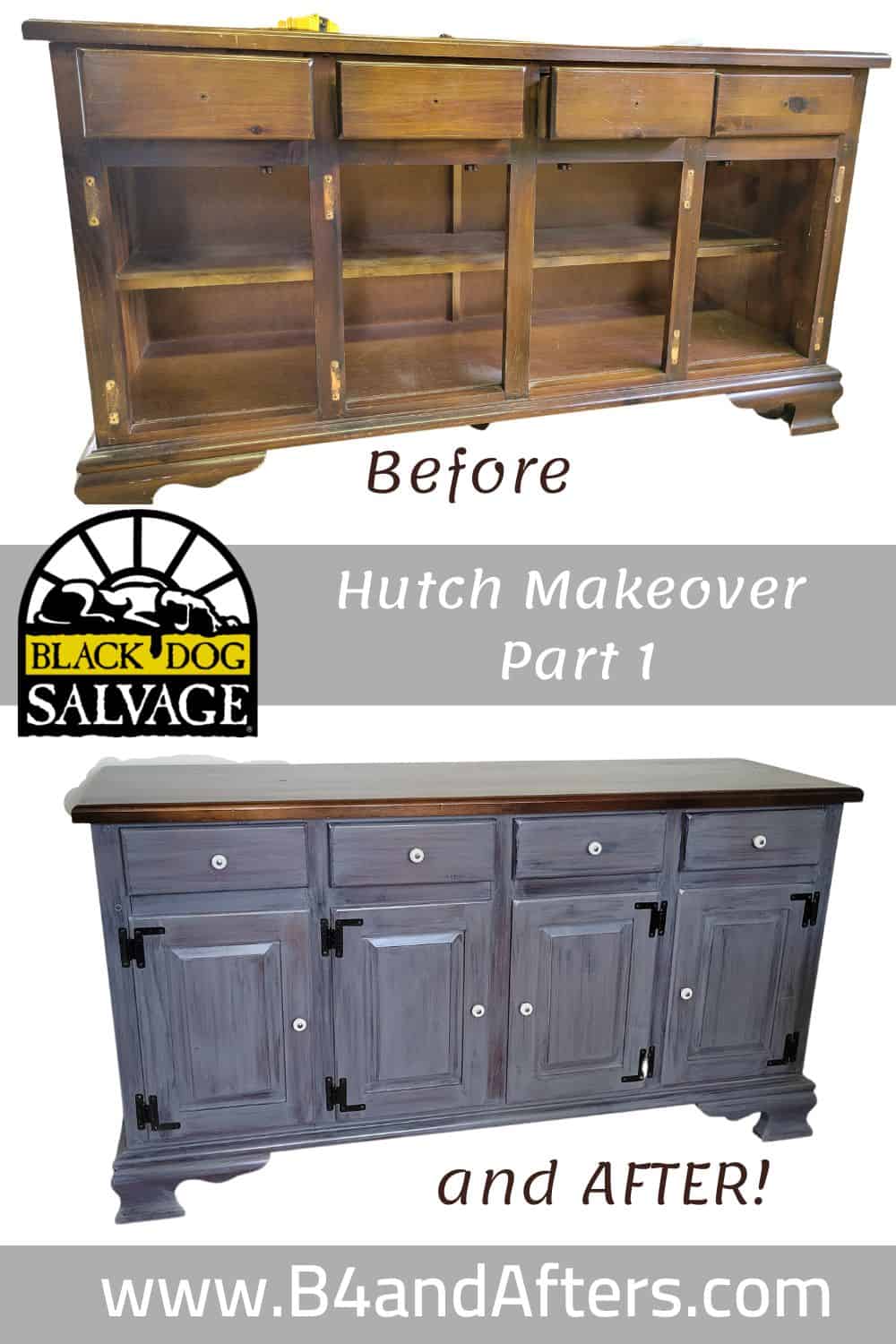How I Painted a Hutch with Black Dog Salvage Paint Part 1 B4 and Afters