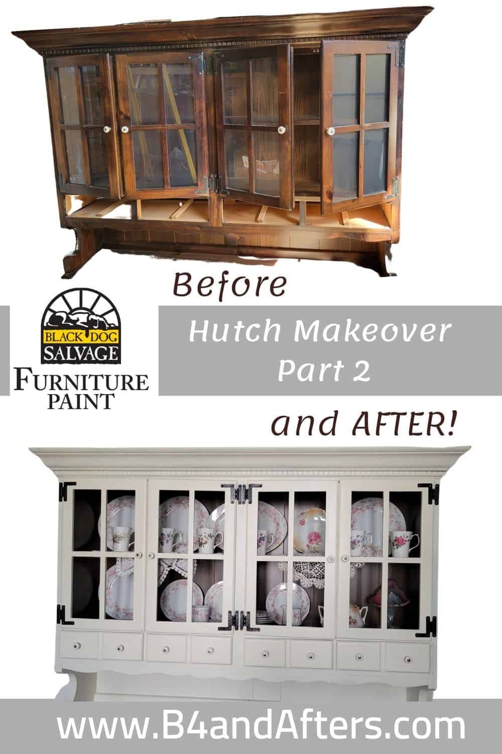 How I Painted a Hutch with Black Dog Salvage Paint Part 2 B4 and Afters