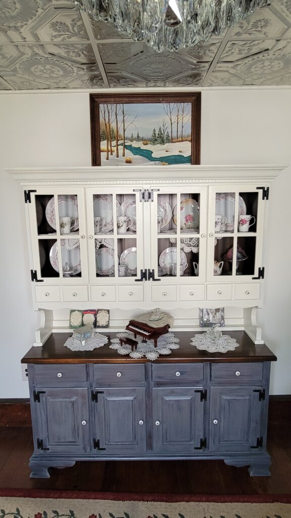 dining room hutch painted with black dawg salvate paint