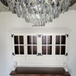 hutch with dining room chandelier