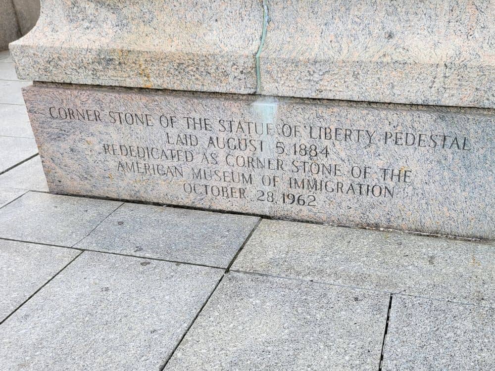 cornerstone of the Statue of Liberty