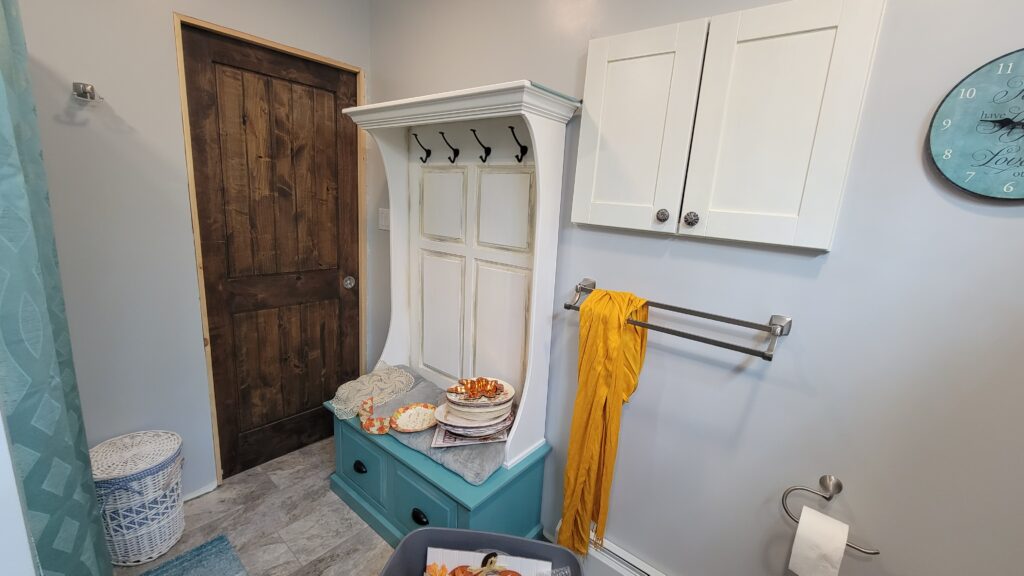 Hall bench in bathroom