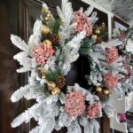 pink blush and gold Christmas wreath