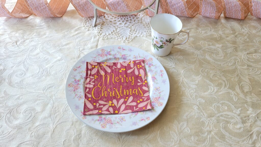 pink Christmas place setting