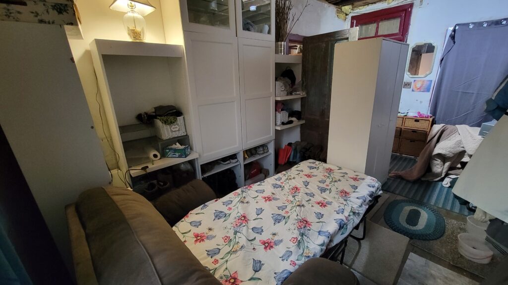 pull out bed with cabinets in mud room