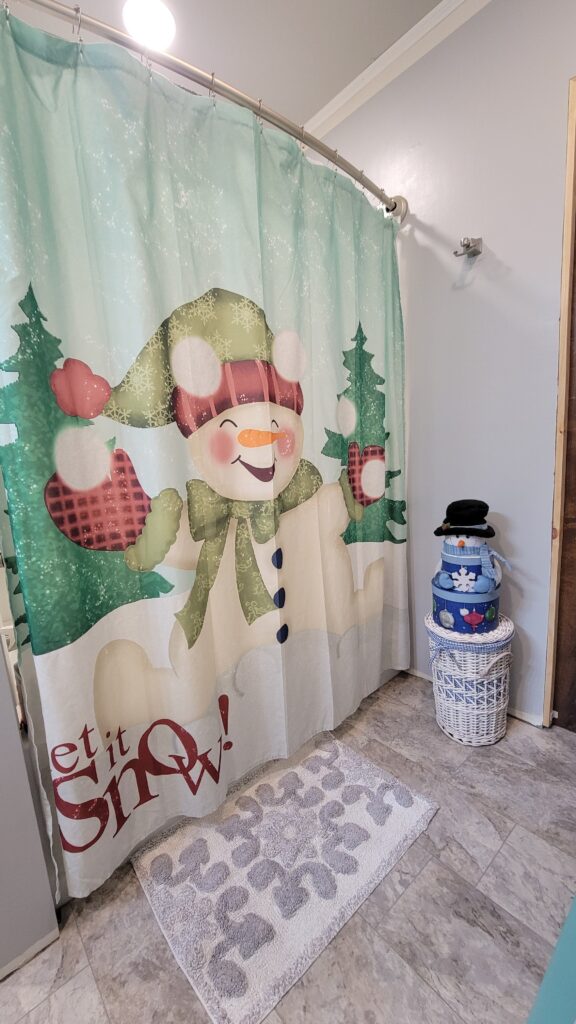snowman shower curtain
