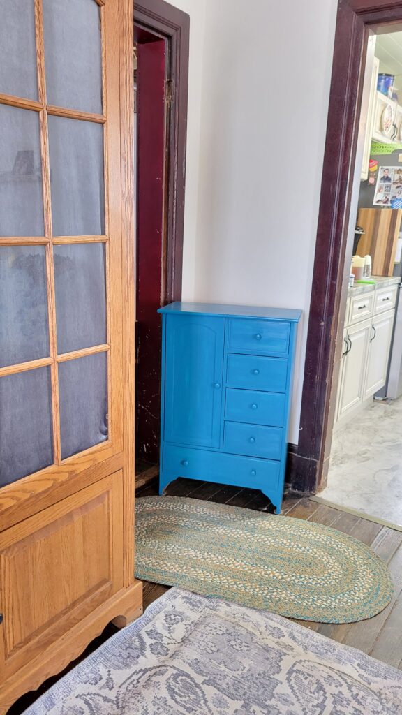 small blue cabinet