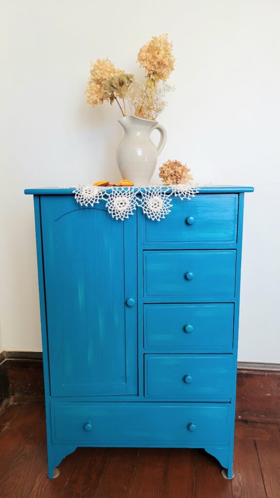 styled blue cabinet