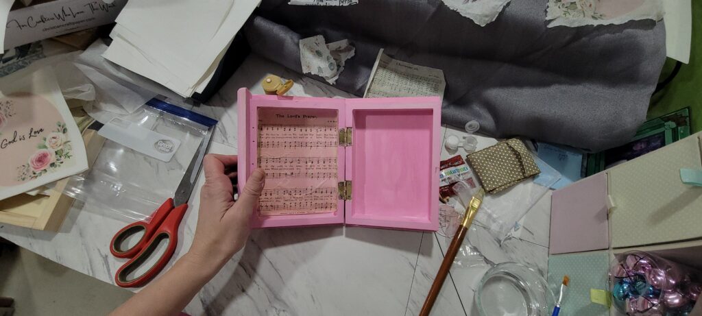 inside of pink storage box