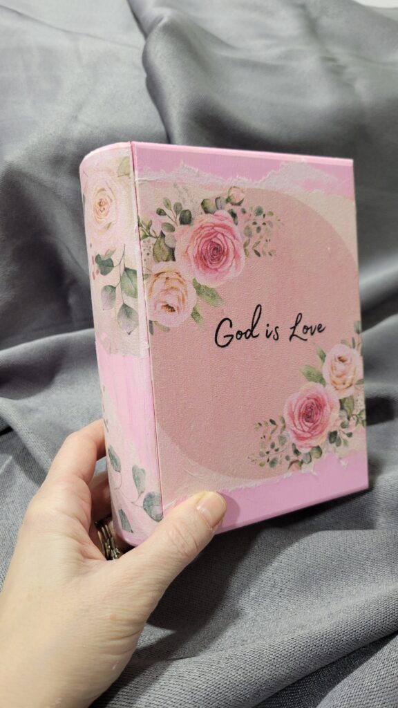 God is Love pink wood box