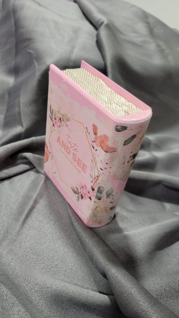 pink decoupage book