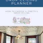 tin tile drop ceiling with stained glass light and windowns