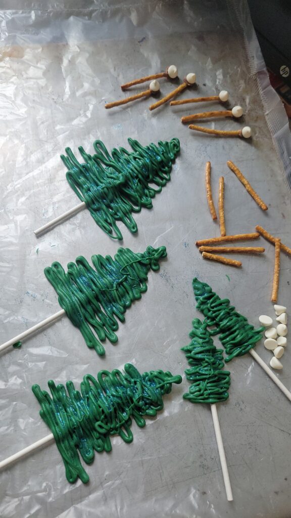 green chocolate Christmas trees