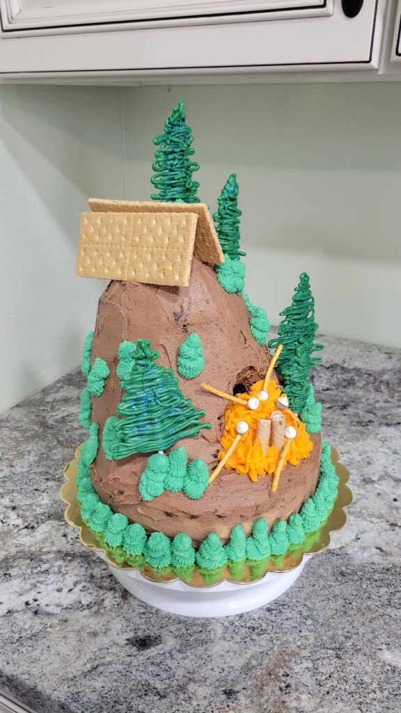 tent campfire cake