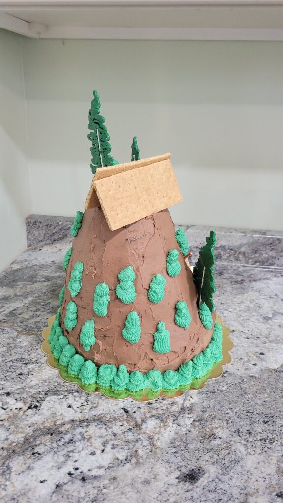 back of outdoor tent camping cake
