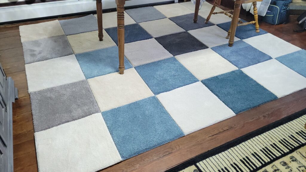 color block DIY area rug