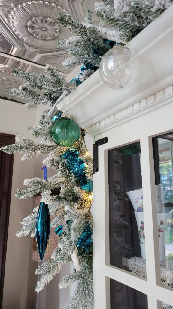 glass ornaments on garland