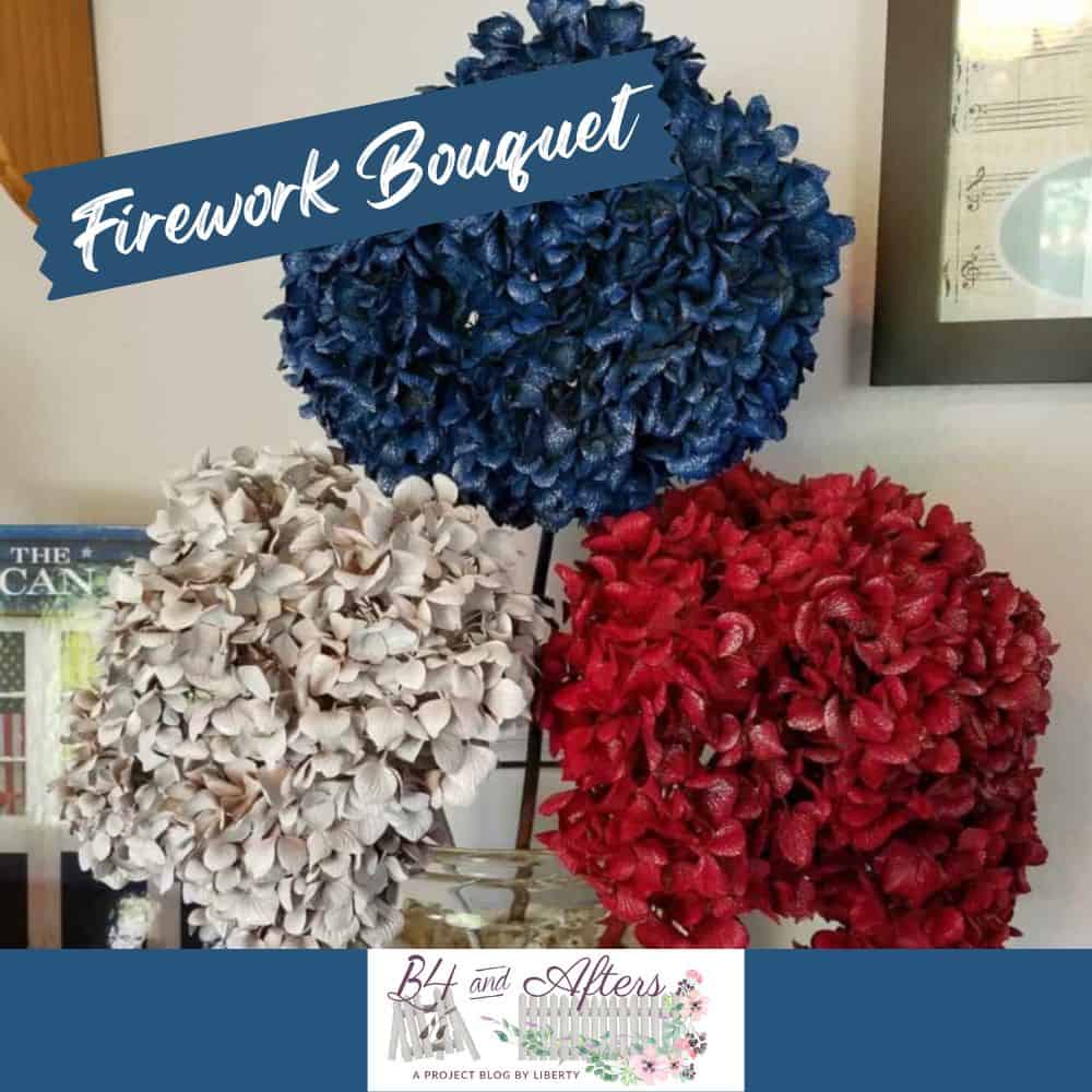 dried flowers painted red, white, and blue