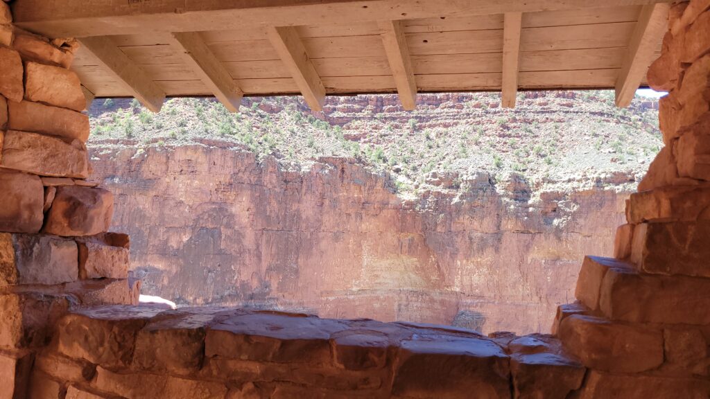 Looking out the Mile and a Half rest house in Grand Canyon