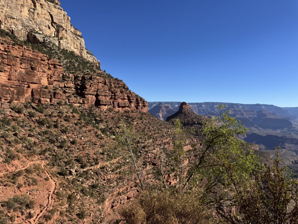 person on Bright Angel trail in Grand Canyon